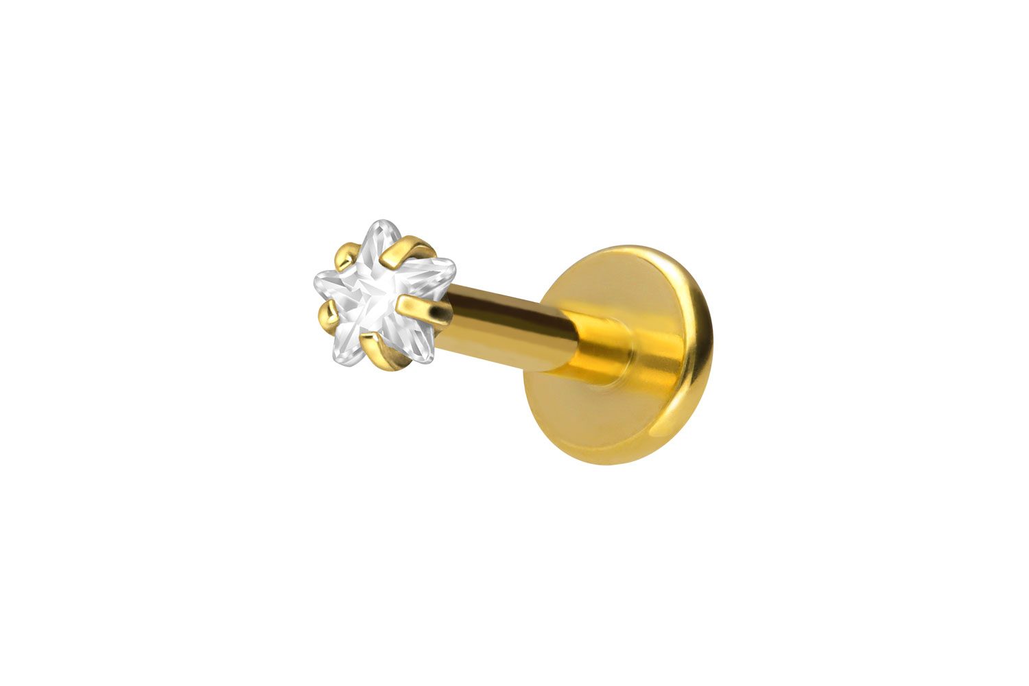 Titan Labret Piercing mit Innengewinde EINGEFASSTER KRISTALLSTERN